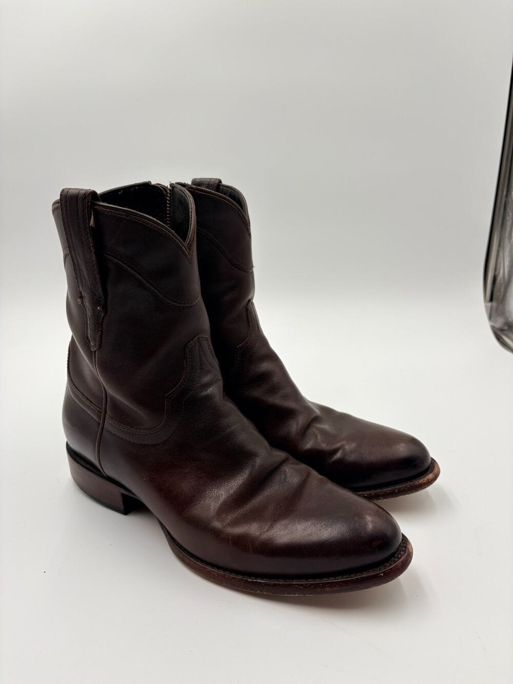 Tecovas The Dean Brown Western Cowboy Boots Men's 9.5D Brown Leather Side Zip